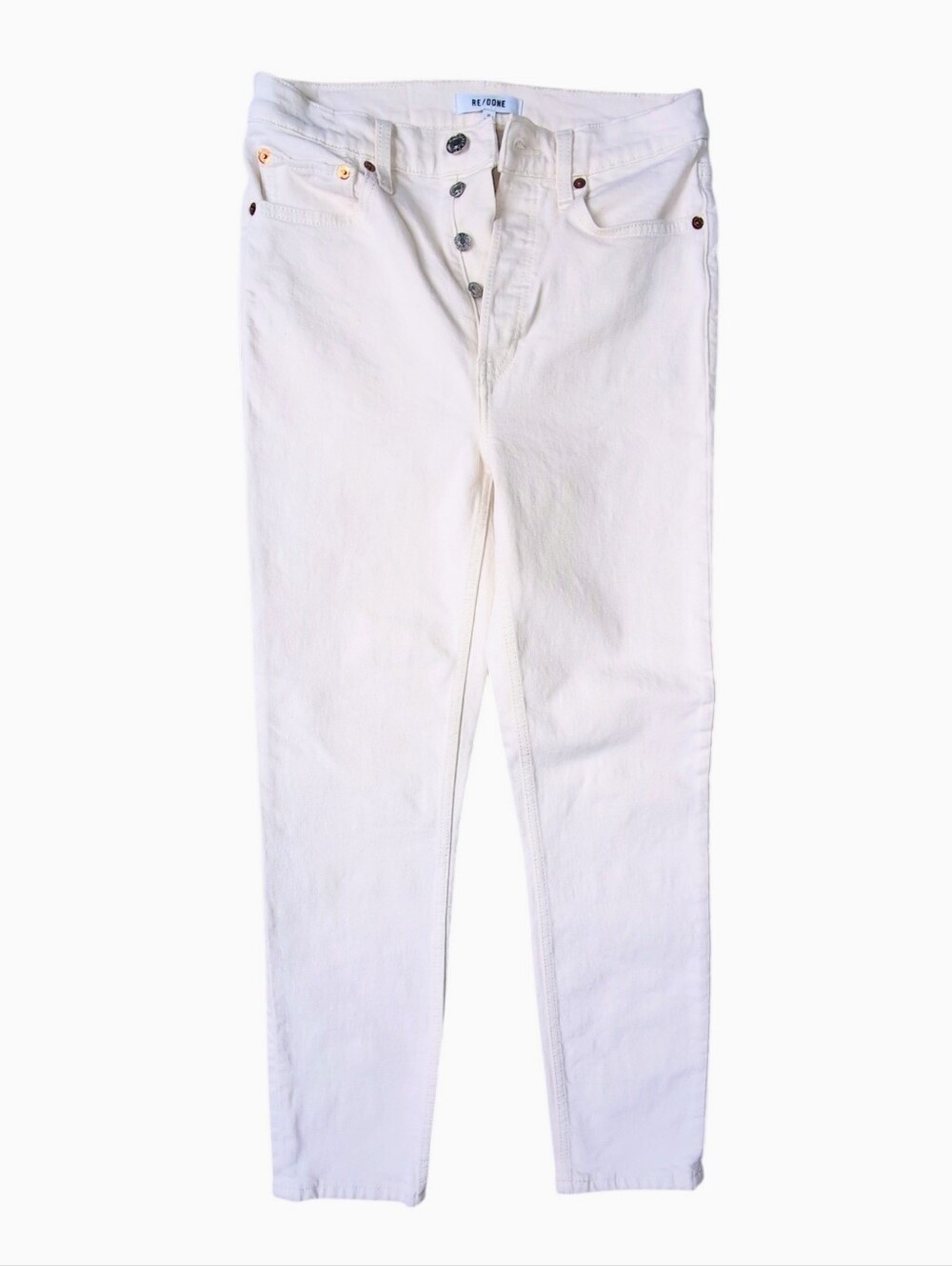 RE/Done 90’s High Rise Ankle Crop Denim Jeans in Vintage White Women's Size 26